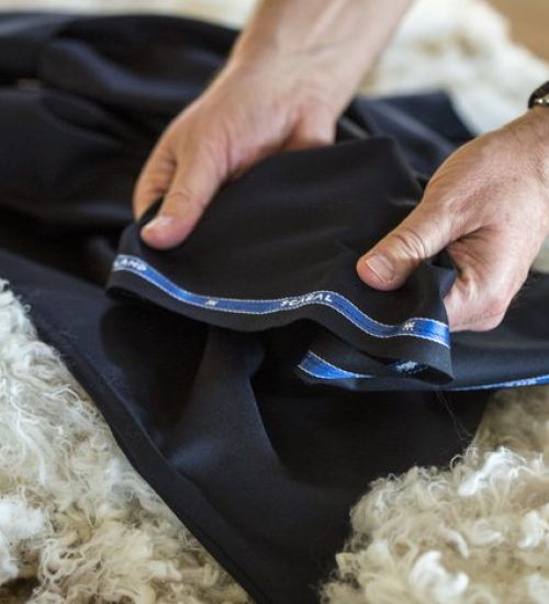 Scabal luxury wool fabric for bespoke custom suits at Bhambi's Custom Tailors New York City